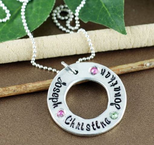 hand stamped mommy necklace